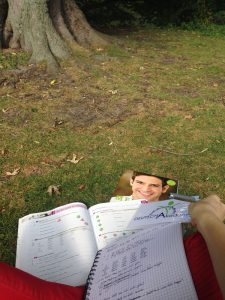 Homework is better in the sun!  Hanging out at the Tiergarten