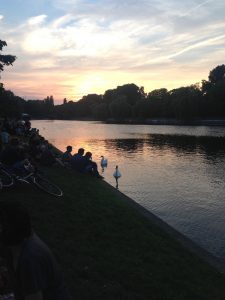 sunset over the Berlin canals